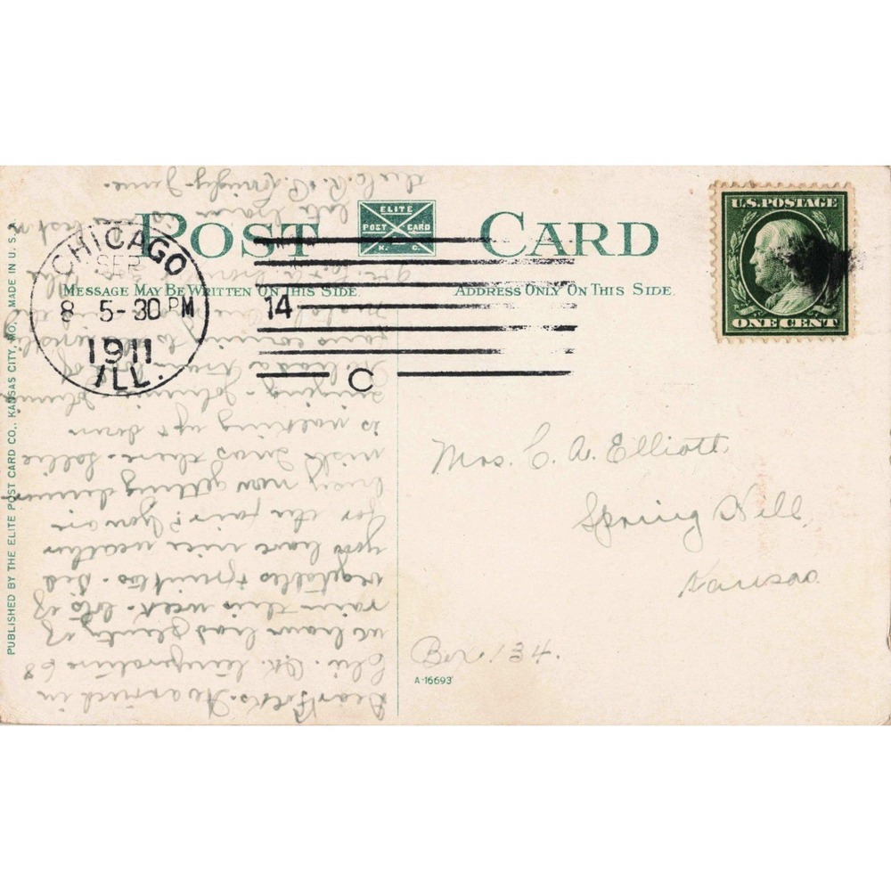 Vintage 1911 Postcard Seventeenth Street North from Orville Ave Kansas City KS - Picture 2 of 2